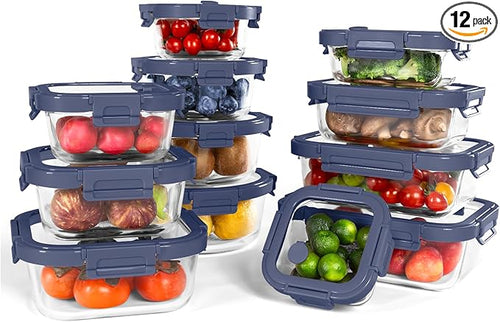 12-Pack Glass Containers with Tempered Lids – Borosilicate, Dishwasher Safe by BOROHOUSE