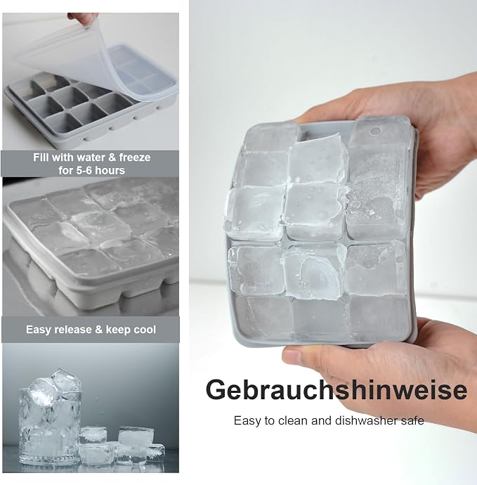 Ice Cube Trays Set of 3, Easy Release 15 Flexible Silicone Ice Cube Molds - Image 4