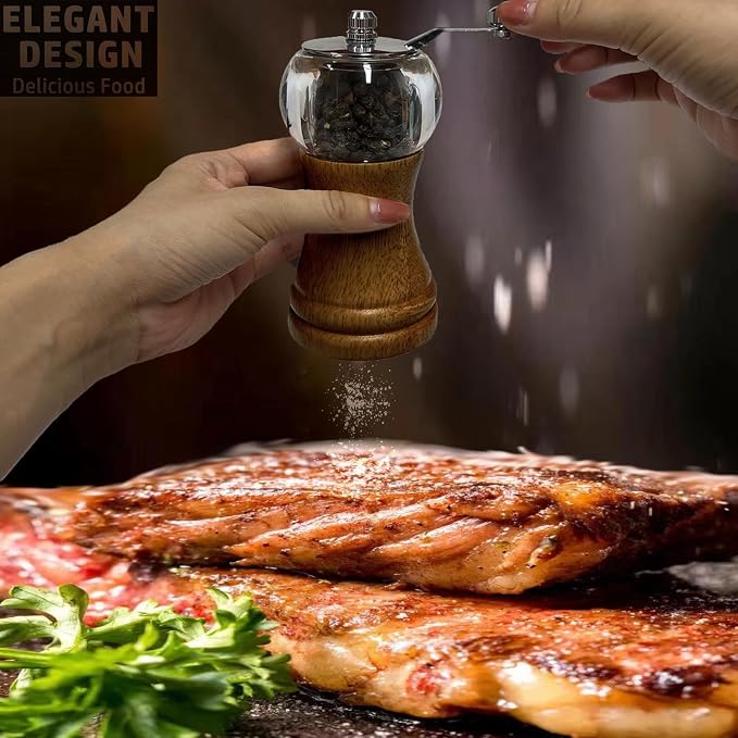 Pepper Grinder Set Classical Hand Shake Wood Manual Pepper Grinder, - Image 5