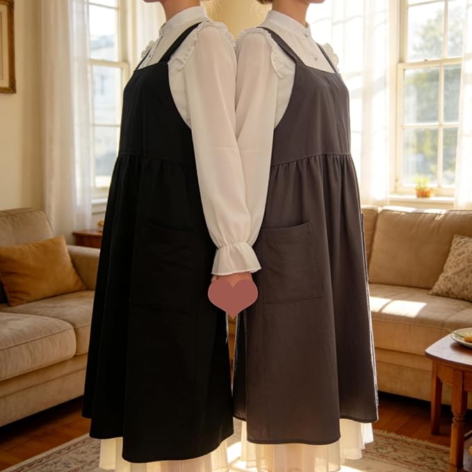 Uaussi Cotton Linen Apron Cross Back Work Apron - Image 7