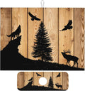 Retro Rustic Wolf Deer Forest Brown Wood Dish Drying Mat by Unknown