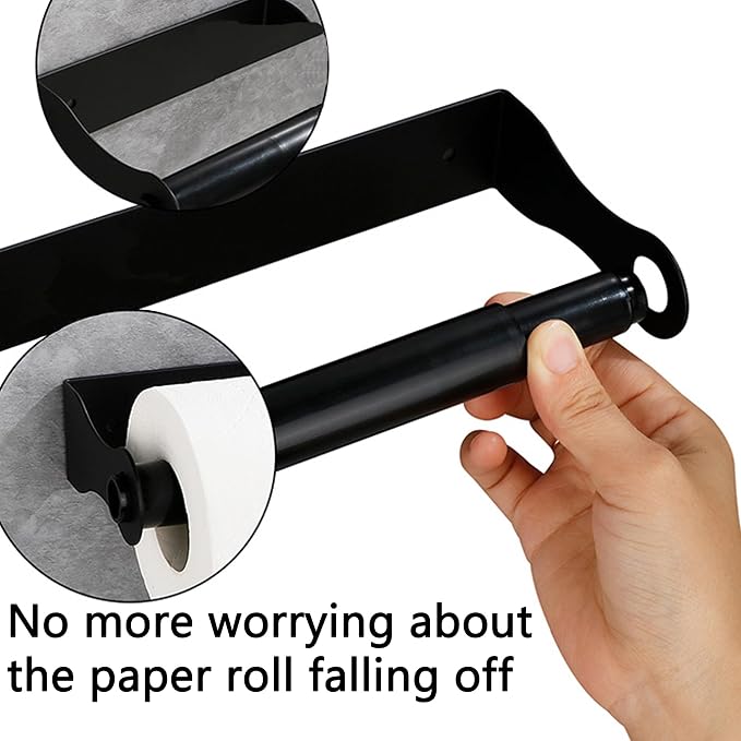 Paper Towel Holder, Self-Adhesive Kitchen Roll Rack, Heavy-Duty Organization - Image 5