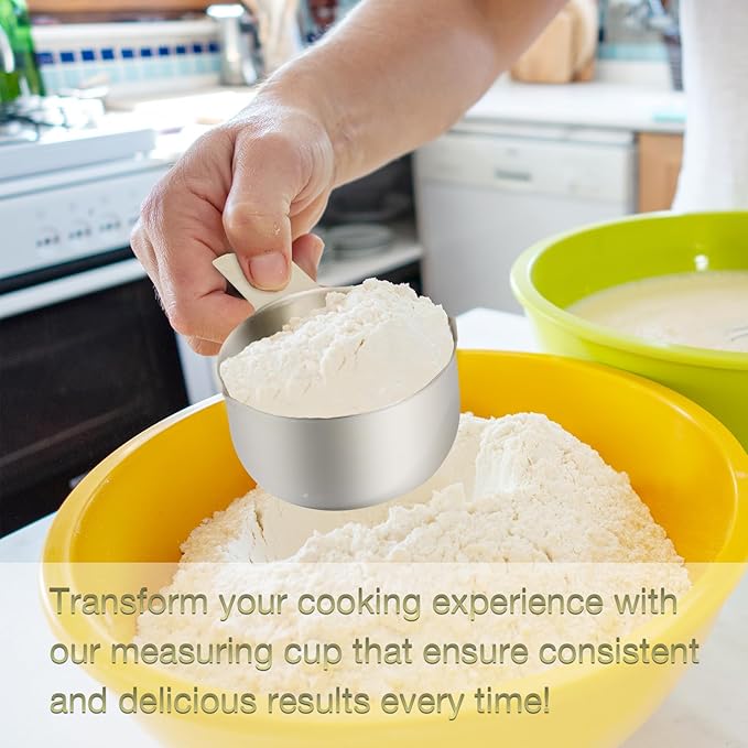 1PCS 1Cup Single Measuring Cup, Etched Inner Scale Stainless Steel Measure Scoop - Image 7