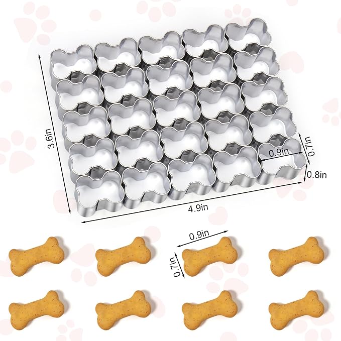 AIERSA Dog Bone Cookie Cutter, 25 Cavity Small Dog Bone Cookie Cutters - Image 2