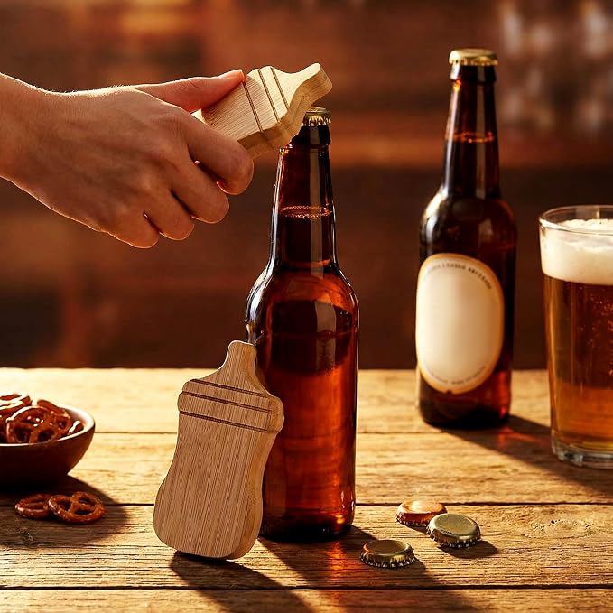 Vesici 24 Pcs Magnetic Wood Bottle Opener 2.5" DIY Bamboo Baby Bottle Shape - Image 4