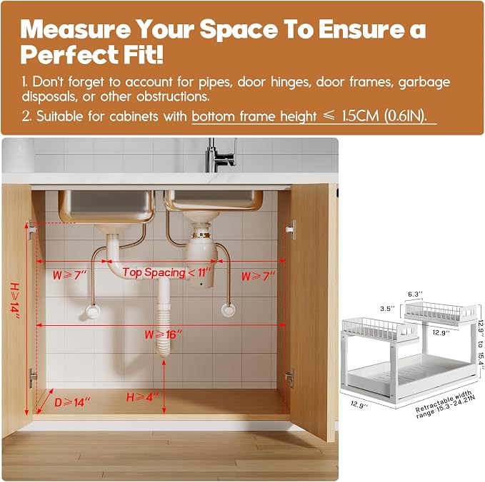 1 Pack Expandable Under Sink Organizers Storage - Image 3