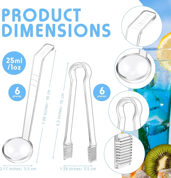 12 Pieces Plastic Serving Utensils Set Including 6 Pcs 1 oz Small Ladle and 6 - Image 2