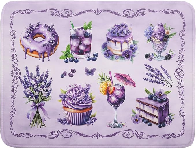 Purple Coffee Matt for Counter Sweet Dish Drying Mats for Dessert Lover Large by Giwawa