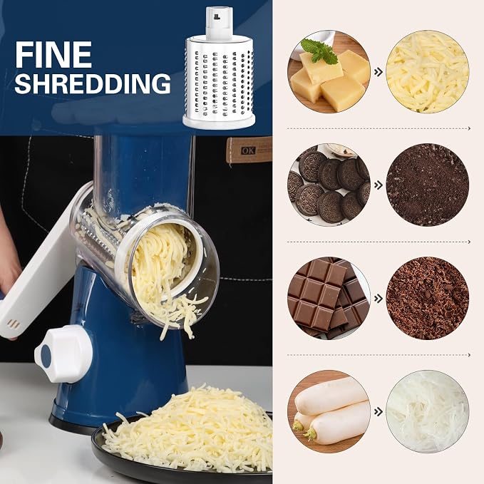 Cambom Rotary Cheese Grater Hand Crank Cheese Shredder - Image 4