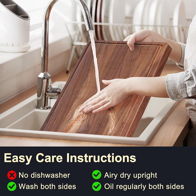 Walnut Wooden Cutting Boards for Kitchen, Solid Wood Cutting Board Set - Image 4