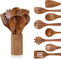 comfoyar Teak Wooden Spoons for Cooking, 9 Pieces Kitchen Cooking Utenails Set by comfoyar
