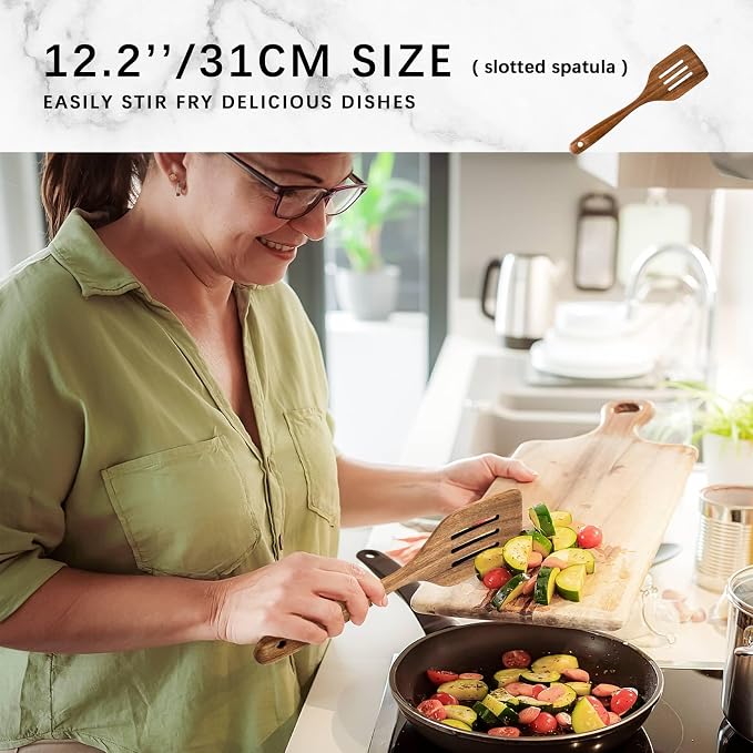 Wooden Spoons for Cooking, Nonstick Cooking Utensil Set - Image 3