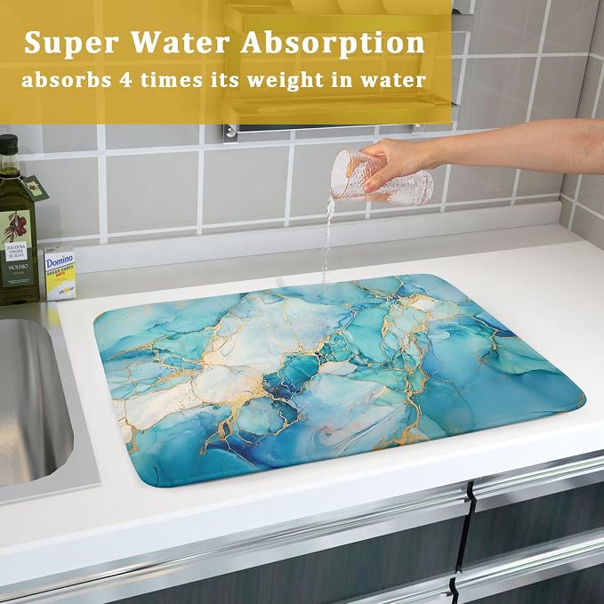 Marble Print Dish Drying Mat for Kitchen Counter - Image 7