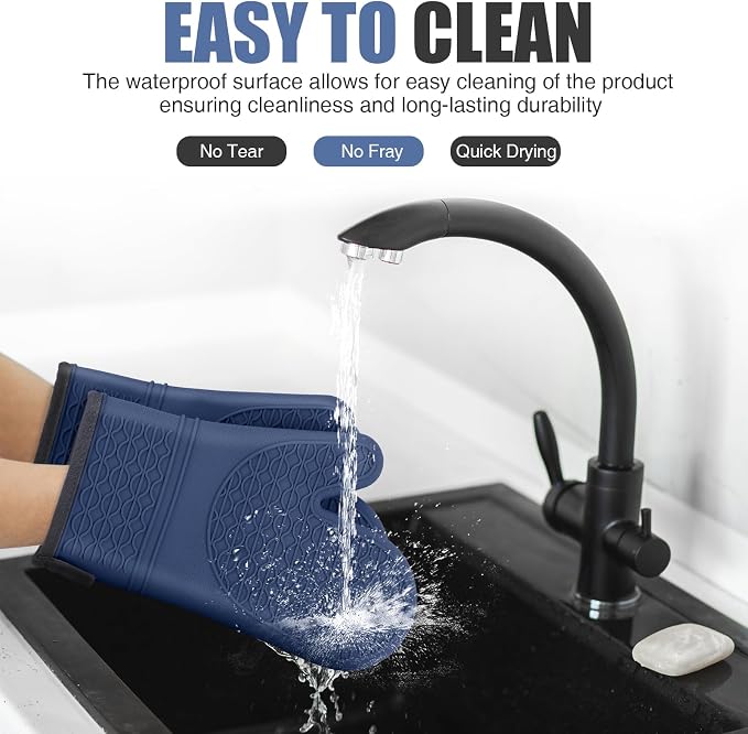Silicone Oven Mitts, Heat Resistant 2PCS Oven Mitts - Image 5