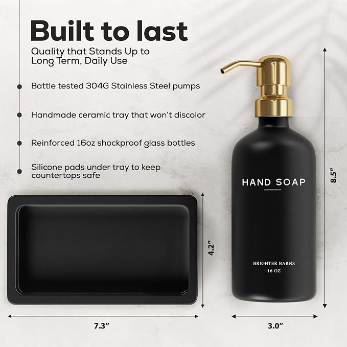 Luxury Glass Soap and Lotion Dispenser Set - Image 3