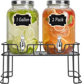 DHSBTLS 1 Gallon Glass Drink Dispensers, 2 Pack Clear Beverage Dispenser by DHSBTLS