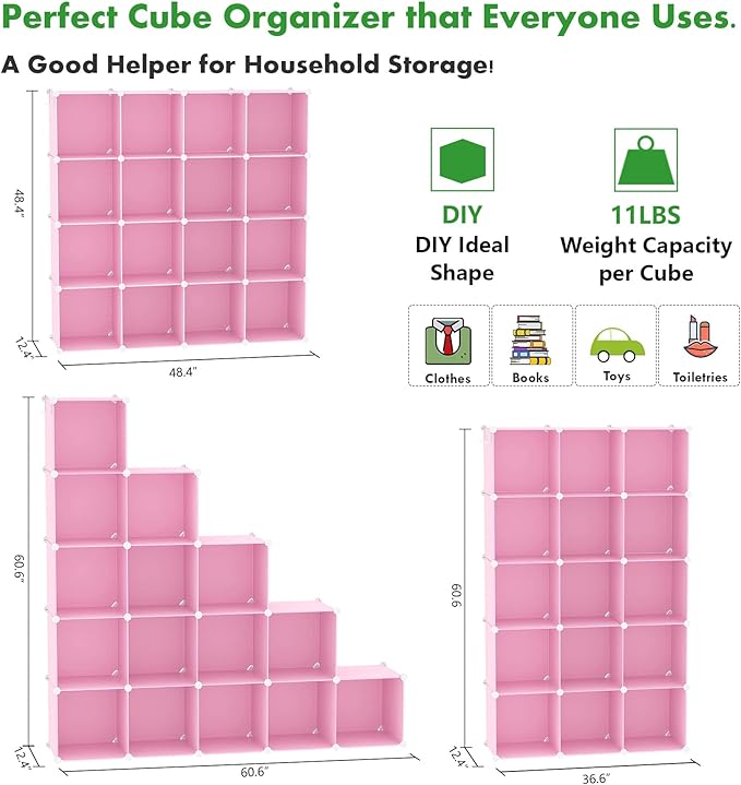 C&AHOME Cube Storage Organizer, 16-Cube Shelves Units, Plastic Storage Cubes - Image 2