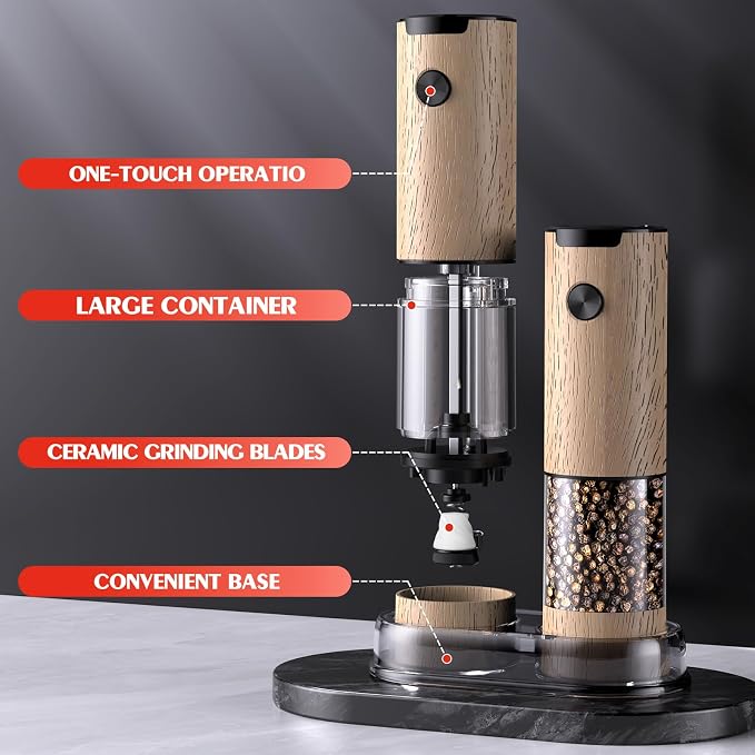 Electric Salt and Pepper Grinder Set Automatic Battery Pepper Mill Shakers - Image 7