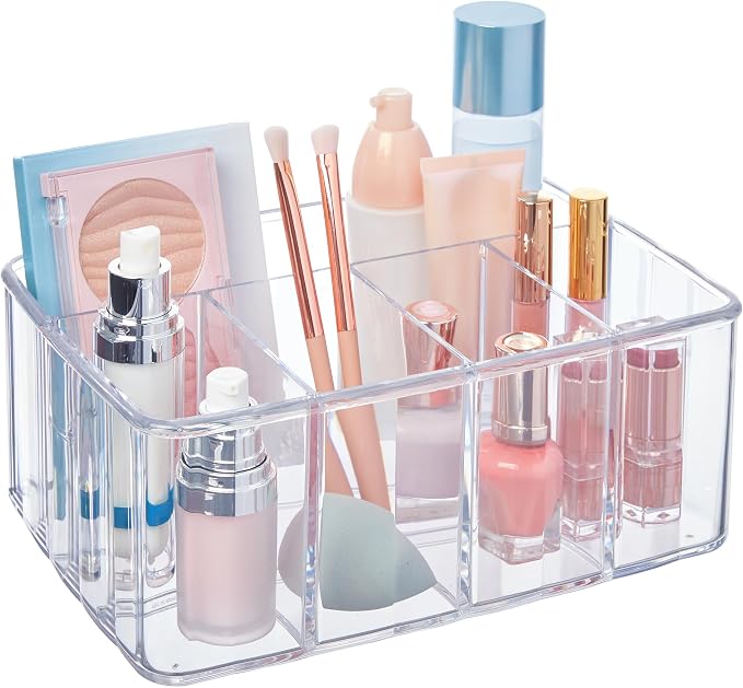 STORi 5-Compartment Clear Plastic Organizer | Rectangular Divided Makeup and - Image 8