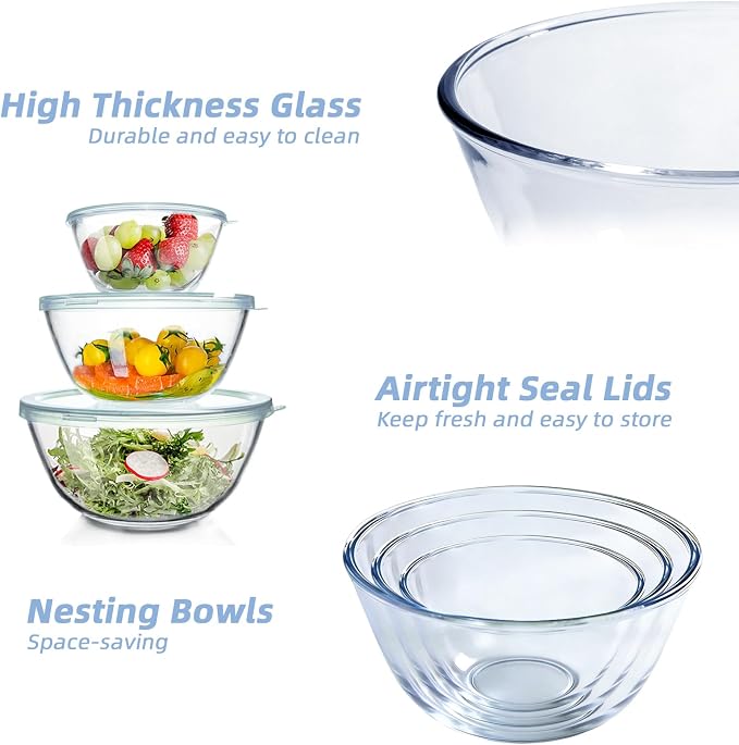 WhiteRhino Glass Mixing Bowls Glass Bowls - Image 3