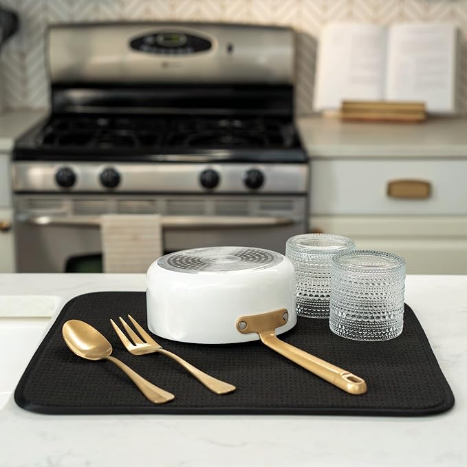 S&T INC. Dish Drying Mat, 16” x 18”, Absorbent Microfiber Kitchen Counter Mat - Image 4