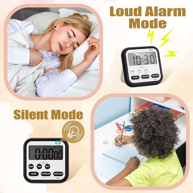 Leumoi 6 Pcs Digital Kitchen Timer 24 Hour Clock and Alarm Function Timer - Image 5