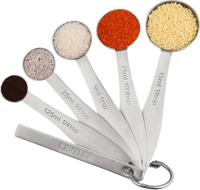 Measuring Cups and Spoons, 12 Piece Metric & US 18/8 Stainless Steel Measuring - Image 5