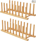 HBlife 2pcs Bamboo Dish Plate Bowl Cup Book Pot Lid Cutting Board Drying Rack by HBlife