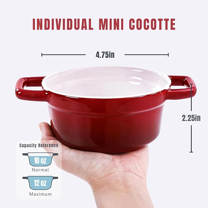 Lareina Mini Cocotte - 12oz Ceramic Casserole Dishes - Kitchen Casserole Sets - - Image 6