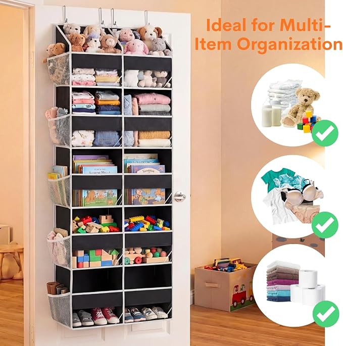 Over the Door Organizer 5 Tiers, Extra Large Behind Door Storage of 10 - Image 5