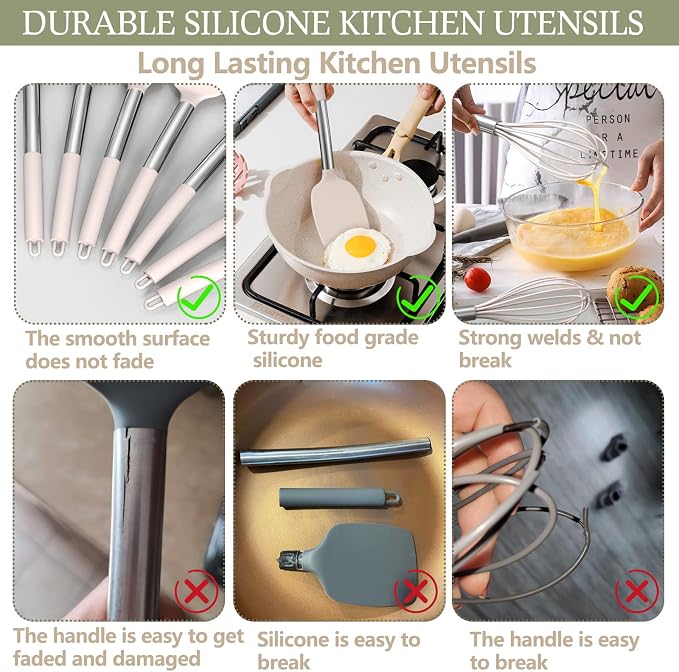 Stainless Steel Kitchen Cooking Utensil Set, Umite Chef 15 pcs Utensils - Image 5