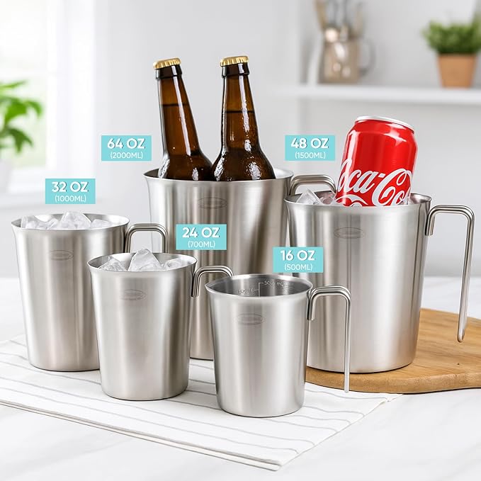 Newness 2-Pack Stainless Steel Measuring Cups Set, Metal Measuring Cup - Image 8