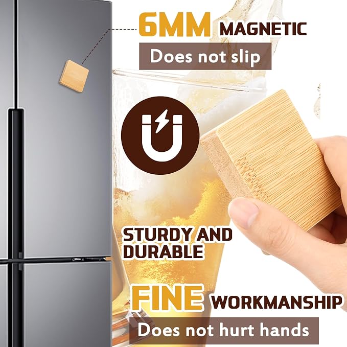 Vesici 24 Pcs Magnetic Bottle Opener 2.5in DIY Bamboo Square Shape Beer Openers - Image 3