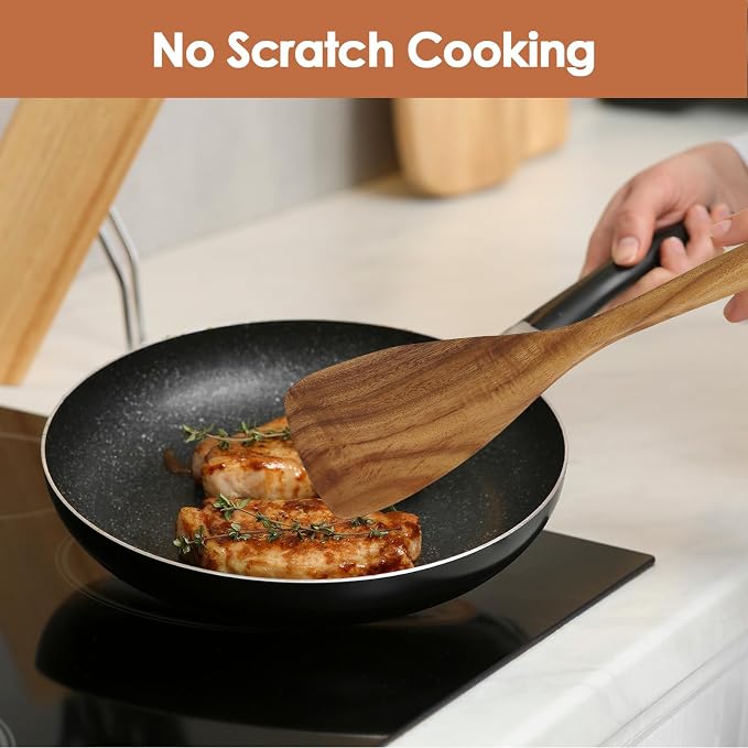 comfoyar Wooden Kitchen Cooking Utenails Set, 7 Pieces Natural Teak Wooden - Image 6