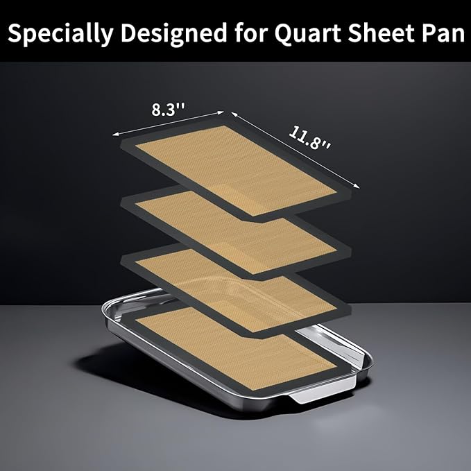 Small Silicone Baking Mats, 11-4/5x8-1/4 Inch Quarter Sheet Size, Non Stick - Image 2