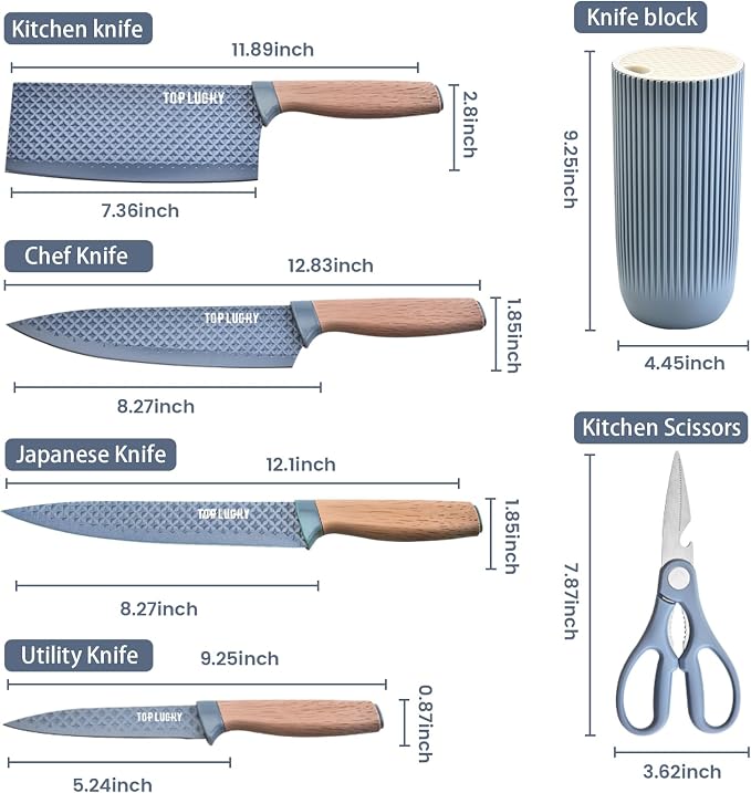 Kitchen Knife Set, Retrosohoo 6-Pieces Blue Sharp Knife Set - Image 7