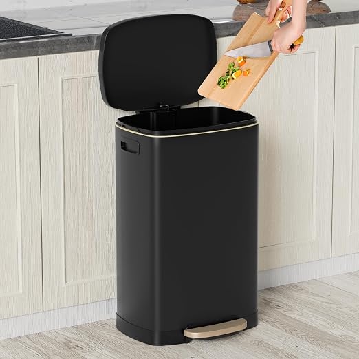 KdbK 13 Gallon Trash Can with Lid, 50L Fingerprint Proof Stainless Steel - Image 2
