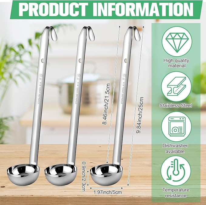 Cunhill 5 Pcs Soup Ladles Stainless Steel Serving Ladles - Image 2