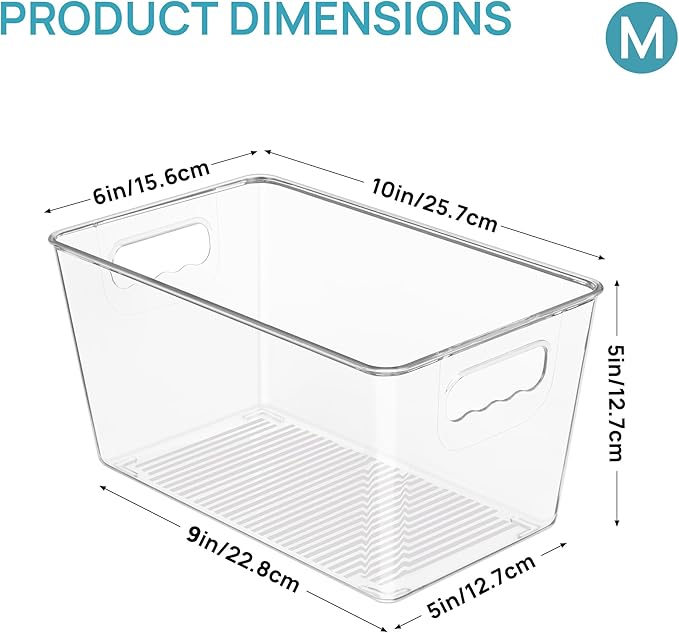 Vtopmart 6 Pack Clear Storage Bins, Pantry Cabinet Organizer Bins - Image 2