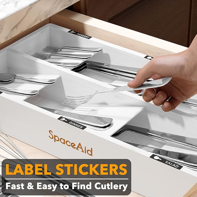 SpaceAid Bamboo Silverware Drawer Organizer - Image 5