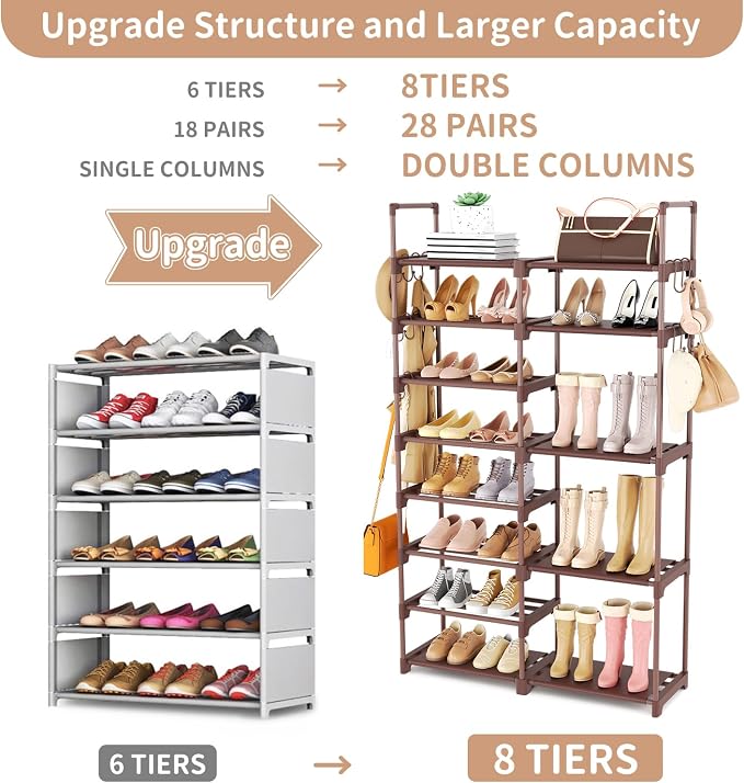 ROJASOP Shoe Rack Organizer, 8-Tier Metal Shoe Rack - Image 4