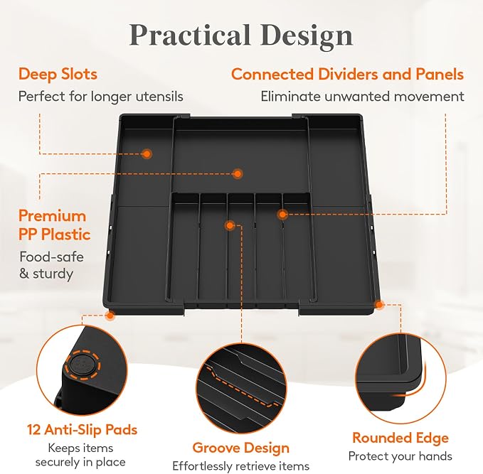 Lifewit Silverware Drawer Organizer, Expandable BPA Free Utensil Tray - Image 7