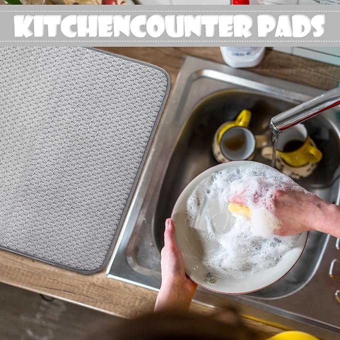 2 Pack Microfiber Dish Drying Mat, 24 x 17 inch Super Absorbent Drying Pad - Image 4