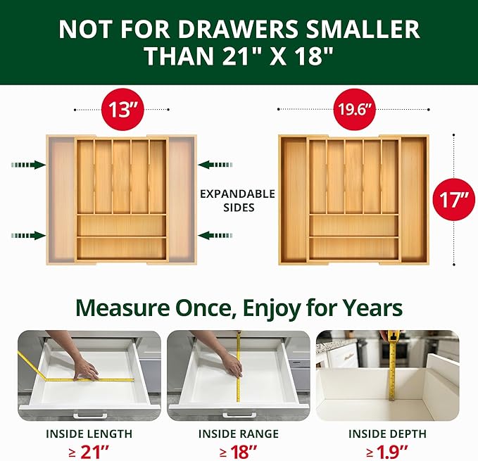 ROYAL CRAFT WOOD Luxury Bamboo Kitchen Drawer Organizer - Image 4