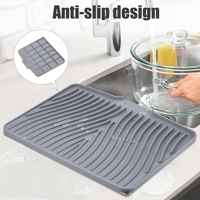 TIKNIK Silicone Dish Drying Mat, Stone Drying Mat - Image 3