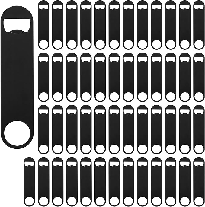 50 Pack Flat Beer Bottle Opener 7 inch Stainless Steel Flat Bottle Opener Beer by Yugada