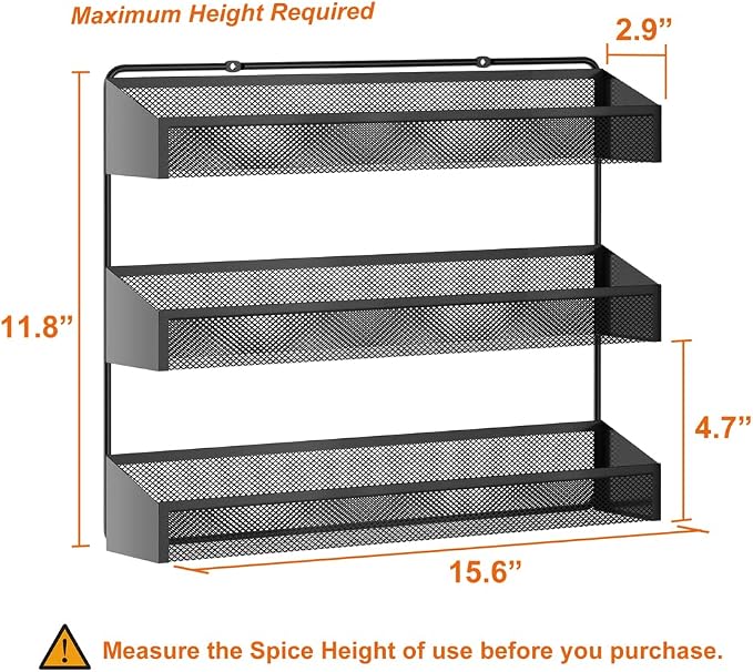 AULEDIO 2 Pack Spice Rack Organizer, 3 Tier Counter-top Stand or Wall Mounted - Image 5