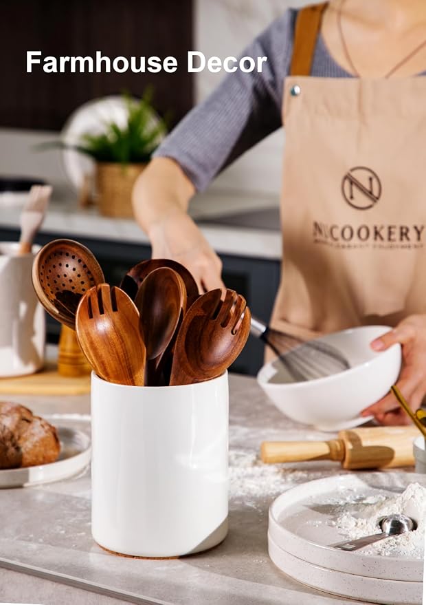 Nucookery Utensil Holder, 6.4" Ceramic Kitchen Utensil Holder - Image 6