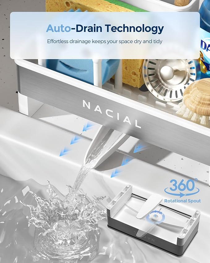 Nacial Sponge Holder for Kitchen Sink, Sink Caddy Organizer - Image 3
