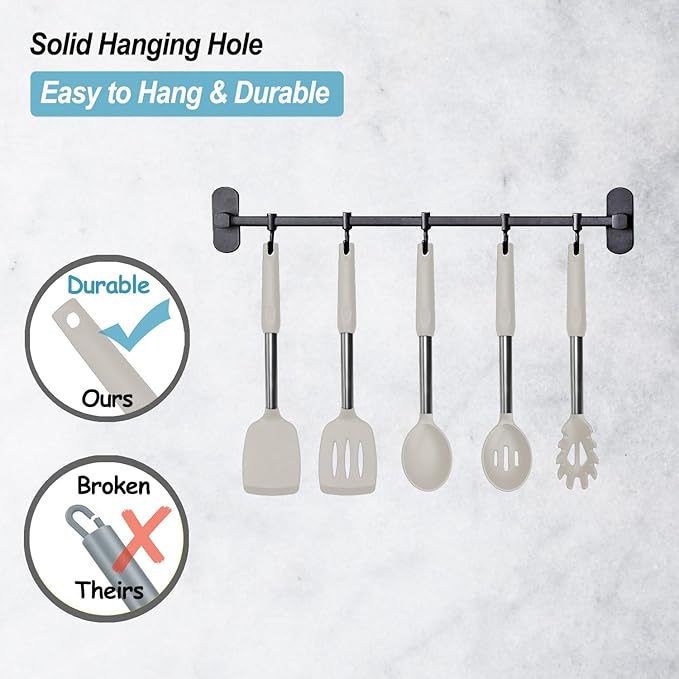 Silicone Spatula and Cooking Spoon, 5 Pack Non-Stick Cooking Utensils - Image 5